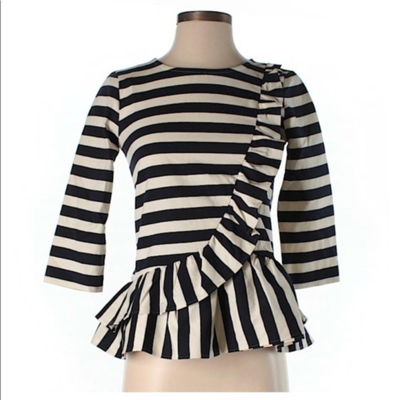 NWT. J Crew striped ruffle top Sz XXS. - Picture 5 of 8
